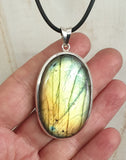 Golden Flash Labradorite Pendant – Stamped 925