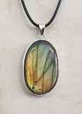 Golden Flash Labradorite Pendant – Stamped 925