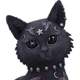 Decorative black cat figurine with embellishments on a white background