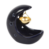 Blue Crescent Moon Hanging Ceramic Oil Burner with Metal Dish