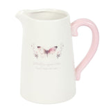 🦋 White Butterfly Ceramic Jug – “Butterflies Appear When Loved Ones Are Near”