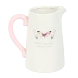 🦋 White Butterfly Ceramic Jug – “Butterflies Appear When Loved Ones Are Near”