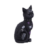 Black cat figurine with tattoos on a white background