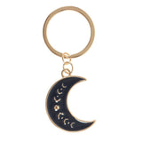 Blue Moon Phase Crescent Moon Metal Keyring
