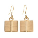 Gold Book Worm Dangle Earrings