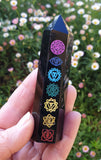 Black Obsidian Engraved Chakra Point