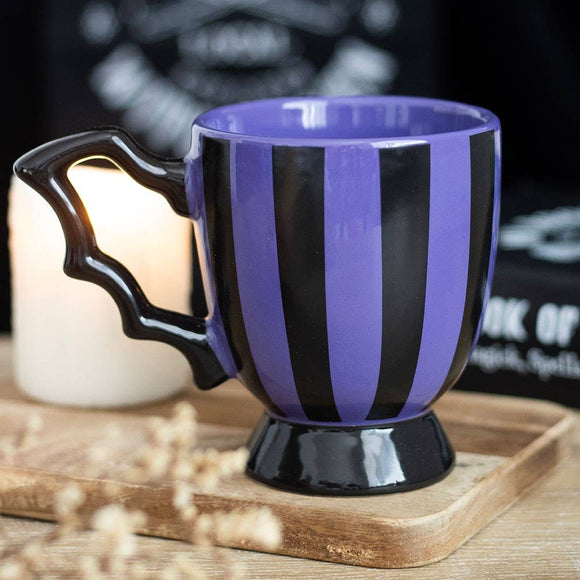 Purple Striped Bat Wing Ceramic Teacup