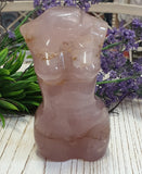 Rose Quartz with Dendrite Carved Goddess G4