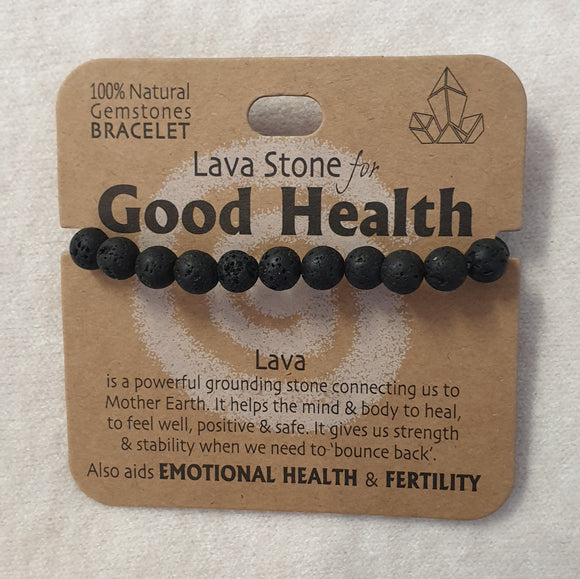 Lava Stone Crystal bracelet - Good Health