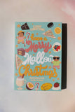 Calendar with festive design and text 'Have a Merry Hallow Christmas' on a light blue background.