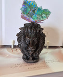 Silver Sheen Obsidian Carved Lion Head