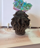 Silver Sheen Obsidian Carved Lion Head