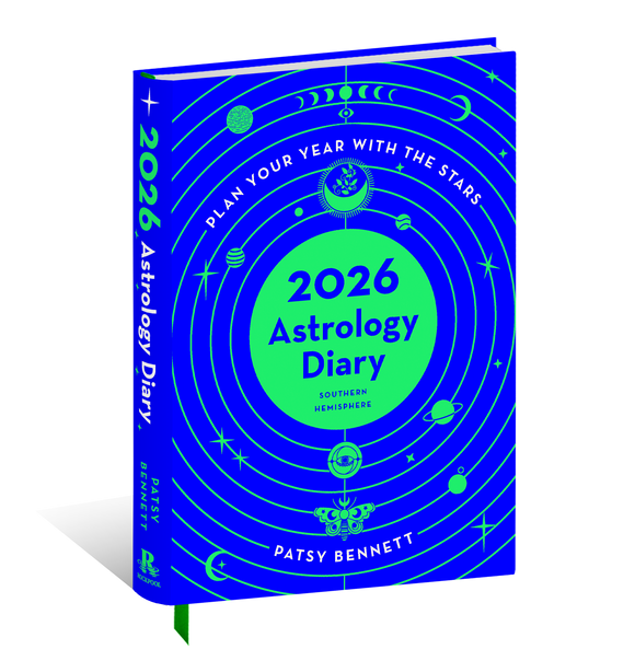 2026 Astrology Diary with blue and green design on a white background