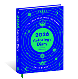 2026 Astrology Diary with blue and green design on a white background