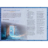 New Year's Gateway Jump ritual card with a glowing door design on a blue background