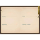 Vintage-style weekly planner with days of the week on a beige background