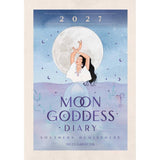 2027 Moon Goddess Diary cover with a woman and moon illustration on a blue background