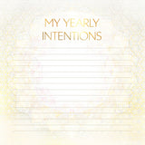 Notebook page with 'My Yearly Intentions' text on a light background