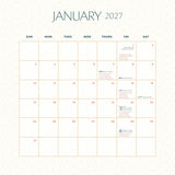 Calendar for January 2027 with a light beige background