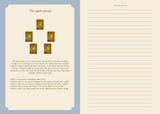 Card with numbers and text on a blue and beige background