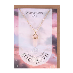 Rose Quartz necklace with card