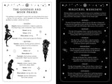 Two pages from a book or magazine about the Goddess and Moon Phases, with silhouettes and text.