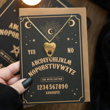 Gold Tone Talking Board Planchette Necklace Card