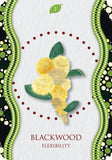 Book cover of 'Blackwood Flexibility' with a yellow flower illustration and decorative borders.