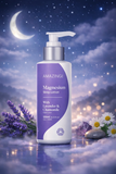 Bottle of Amazing Magnesium Sleep Lotion with lavender and chamomile on a moonlit night background