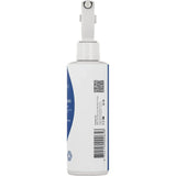 White spray bottle with blue label on a beige background