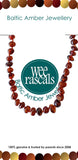 Baltic Amber necklace with 'Wee Rascals' branding on a white background