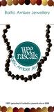 Baltic Amber necklace with 'Wee Rascals' branding on a white background