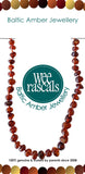 Baltic Amber necklace with 'Wee Rascals' branding on a white background
