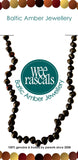 Beaded necklace with 'Wee Rascals Baltic Amber Jewellery' logo on a white background