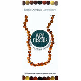 Baltic Amber necklace with 'Wee Rascals' branding on a white background