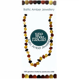 Baltic Amber necklace with 'Wee Rascals' branding on a white background