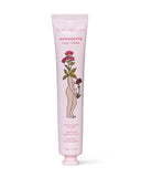 Hand cream tube labeled 'Aphrodite' with floral design on a white background