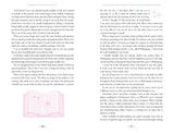 Book page with text and a decorative illustration of a book on a white background