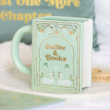 Coffee and Books - Green Book Shaped Mug