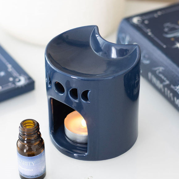Blue Crescent Moon Ceramic Oil Burner