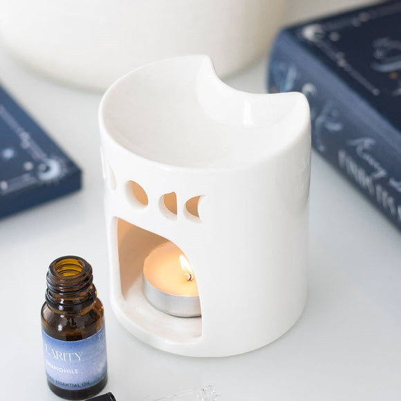 White Crescent Moon Ceramic Oil Burner
