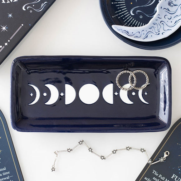 Blue Moon Phase Ceramic Trinket Dish