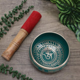 Tibetan Design Green Singing Bowl | Meditation | Energy Work SBG