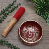 Tibetan Design Red Singing Bowl | Meditation | Energy Work SBR