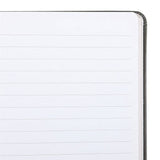 Close-up of a lined notebook page with a white background