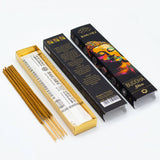Incense sticks with their packaging featuring a Buddha design on a white background