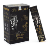 Bhajara Buddha Blessing incense packaging with black and gold design.