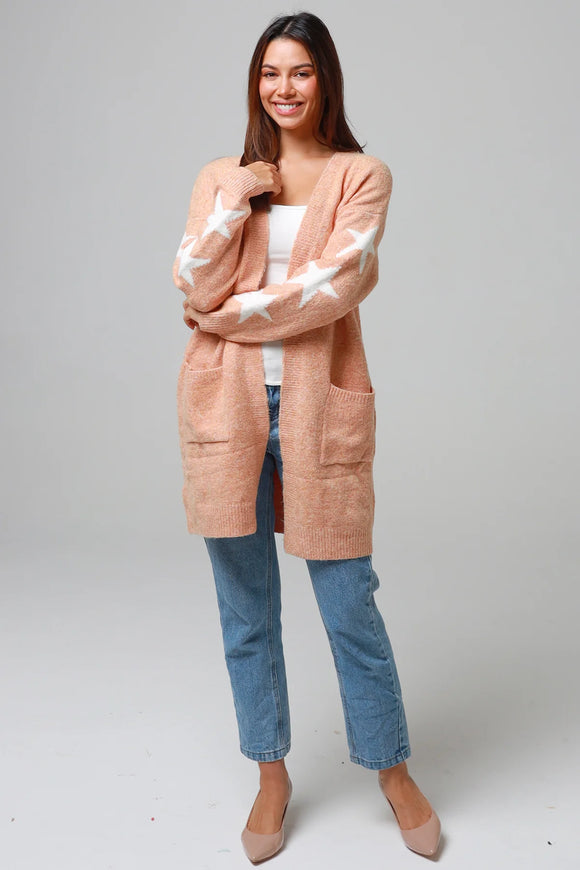 Peach Star Knit Cardigan