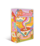 Colorful packaging for 'Daily Gratitude' cards with a coffee cup and floral design on a white background.