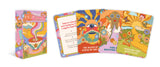 Colorful card deck with a box on a white background